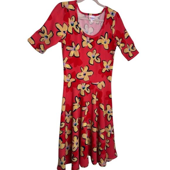 LuLaRoe Floral Orange Yellow Dress Size Medium - Picture 3 of 10